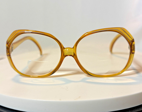 Vtg Christian Dior 2035 Optyl Eyeglass Frames Only Amber Yellow Germany 54-14 main image 6